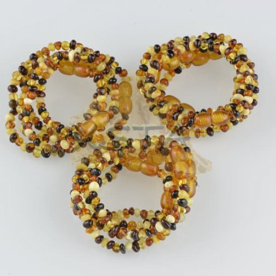 Amber teething bracelet multicolour polished